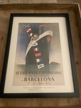 Vintage Barcelona 1944 Cruise Poster Print in Black and White
